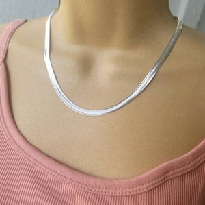 Sterling silver 5.3mm flat 20 inch snake herringbone chain necklace